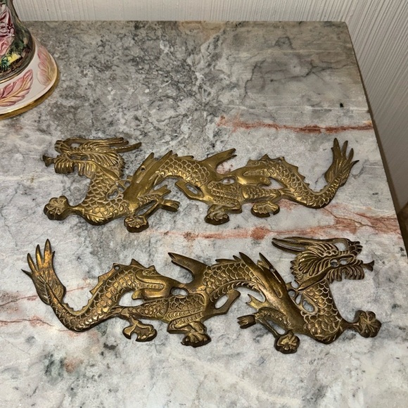 Set Of 2 Vintage Brass Dragons - Picture 4 of 11